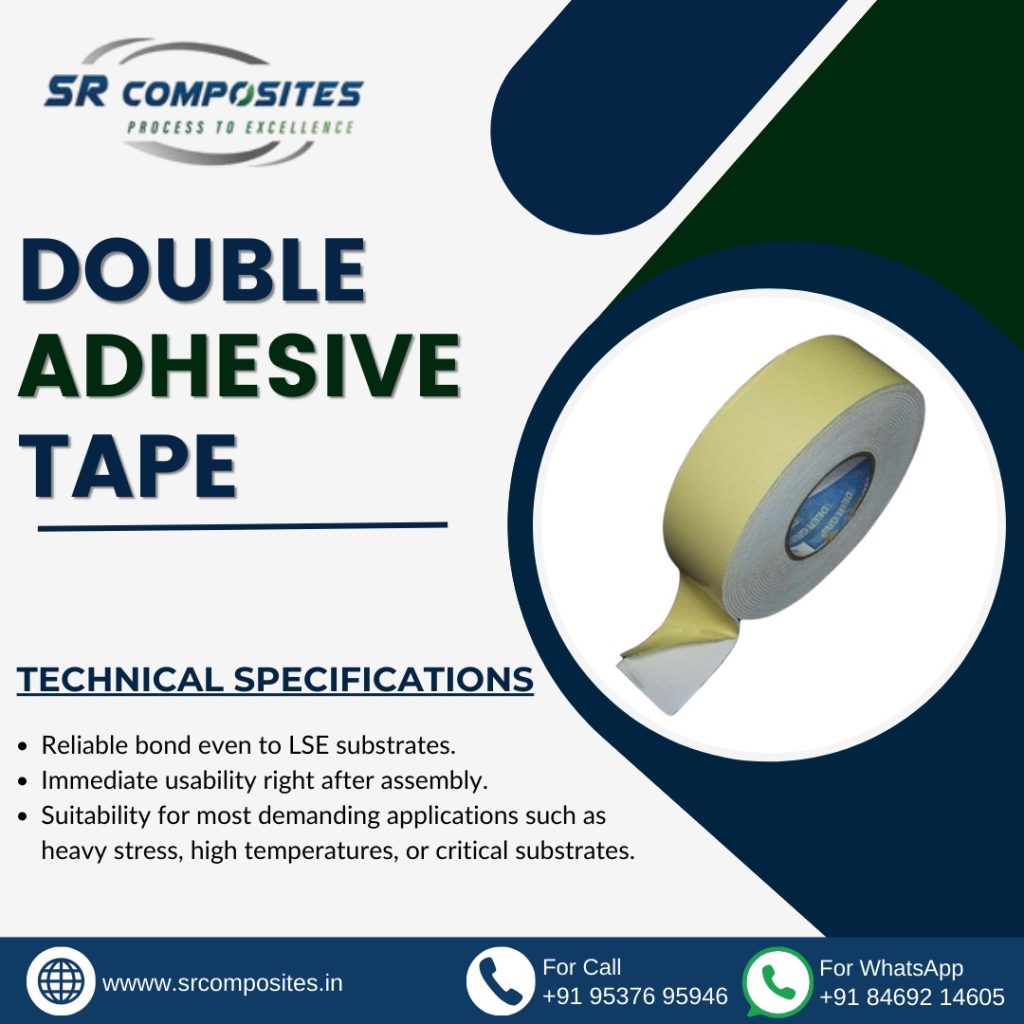 Unleashing the Power of Bonding: SR Composites' Double Adhesive Tape Discover the strength and versatility of SR Composites' Double Adhesive Tape. Designed for even the most challenging substrates, our tape offers a reliable bond with immediate usability, making it ideal for applications involving heavy stress, high temperatures, and critical substrates. Contact us today!