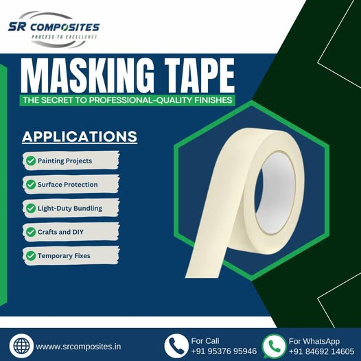 SR Composites: Masking Tape for Clean Lines & Precise Applications | Vadodara Discover how SR Composites' Masking Tape can help you achieve professional-quality finishes in your painting projects, surface protection, and various other applications. Our masking tape offers clean lines, easy removal, and reliable performance. Contact us today!